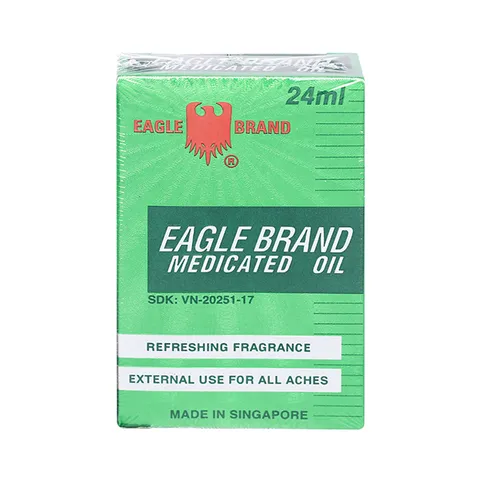  Dầu gió xanh Singapore con Ó Eagle Brand 24ml Date Xa NK