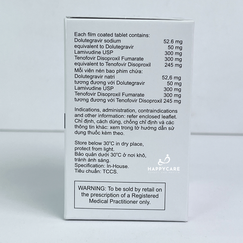 HETERO 50/300/300mg 30 Viên ARV Hỗ Trợ Kiểm Soát Tải Lượng Virus