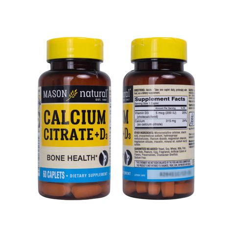 Calcium Citrate + D3 hữu cơ Mason Natural USA 60 viên