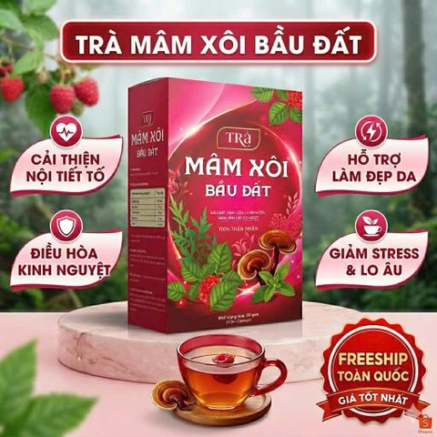 combo 2 hộp Trà Mâm Xôi Bầu Đất Điều Hòa Kinh Nguyệt, Giảm Đau Bụng Kinh, Ổn Định Nội Tiết Tố Nữ, Đẹp Da, Bổ Huyết