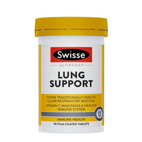 Viên uống Bổ Phổi Swisse Ultiboost Lung Support 90 viên - Hỗ Trợ Tăng Cường Đường Hô Hấp - Hỗ Trợ Kháng Viêm - Giải Pháp Vượt Trội cho Phổi Khỏe Mạnh - S/P Chuẩn Úc