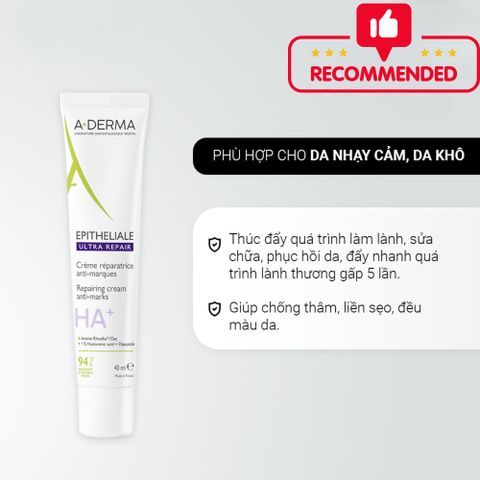 Kem Dưỡng Aderma Epitheliale AH Ultra 40mL - Kem Dưỡng Phục Hồi Da Nhạy Cảm và Ngăn Ngừa Sẹo từ Thiên Nhiên