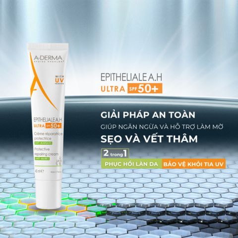 Kem Chống Nắng Aderma Epitheliale AH SPF50 phục hồi da, giảm thâm sẹo