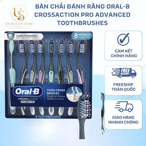 [ HỎA TỐC] Bàn chải đánh răng Oral-B Cross Action Pro Advanced Vỉ 8 cây (Medium)