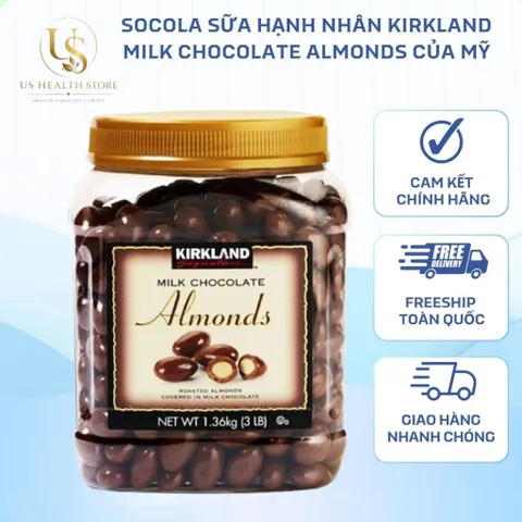 [ hỏa tốc] Kẹo Socola Sữa bọc Hạnh nhân Kirkland Milk Chocolate Almonds 1,36kg