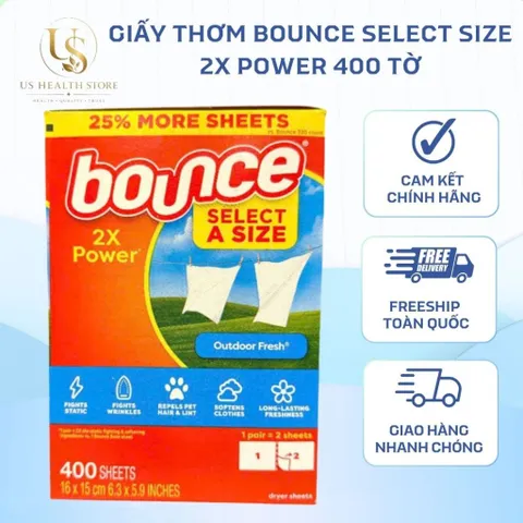 [ HỎA TỐC] Giấy thơm Bounce Select Sixe 2X Power 400 tờ Nhập Mỹ
