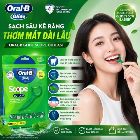 [ HỎA TỐC] Tăm chỉ nha khoa Oral B Glide Scope Outlast 300 cái