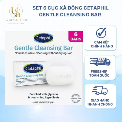 [ HỎA TỐC] Lốc 6 Xà Bông Cục Cetaphil Gentle Cleansing Bar 127g – Làm Sạch Dịu Nhẹ Cho Da