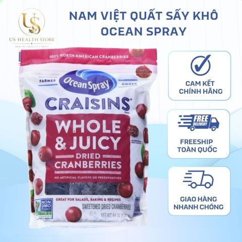 [ HỎA TỐC] Nam việt quất sấy khô Ocean Spray Craisins Whole Dried Cranberries 1.81kg