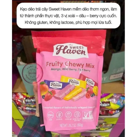 [ HỎA TỐC] Kẹo Dẻo Sweet Haven Fruity Chewy Mix 800g Mỹ - Hỗn hợp kẹo trái cây tự nhiên