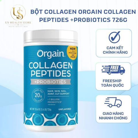 [ HỎA TỐC] Collagen Thủy Phân Orgain Collagen Peptides Và Probiotics Unflavored 726GR