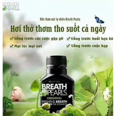 [ HỎA TỐC] Viên uống thơm miệng Breath Pearls Freshens Breath Soothes The Stomach ÚC - 50 viên
