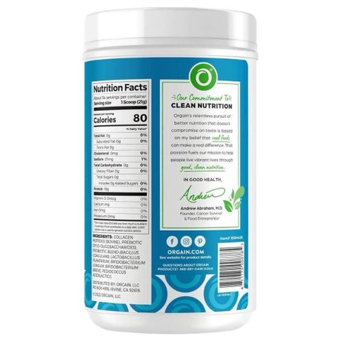 [ HỎA TỐC] Collagen Thủy Phân Orgain Collagen Peptides Và Probiotics Unflavored 726GR