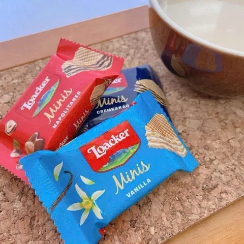 [ hỏa tốc] Bánh xốp nhân kem Loacker Minis (Hazelnut, Vanilla, Chocolate) gói 800g hàng Mỹ