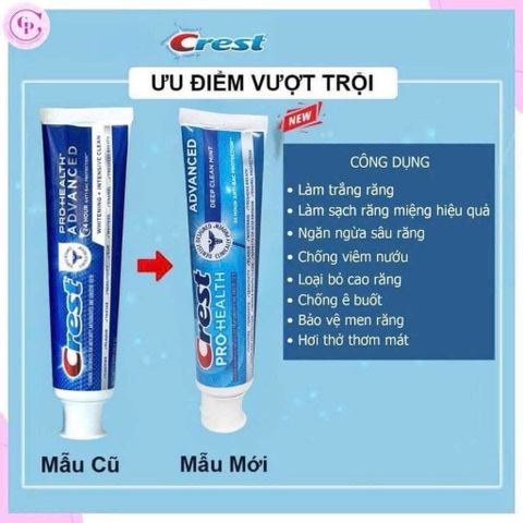 [ HỎA TỐC]  Kem Đánh Răng Crest Pro-Health Advanced Whitening & Intensive Clean 167g 🦷