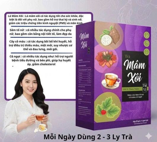 Combo 3 hộp Trà Mâm Xôi túi lọc tứ vị - Bổ Huyết,Giải Nhiệt,Dễ Ngủ,Đẹp Da,100% thảo mộc tự nhiên - hộp 20 túi x 4g
