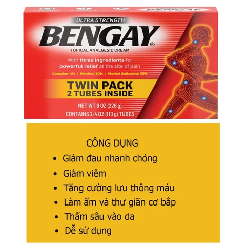 Kem xoa bóp giảm đau Bengay Ultra Strength 2 tuýp 226g của Mỹ