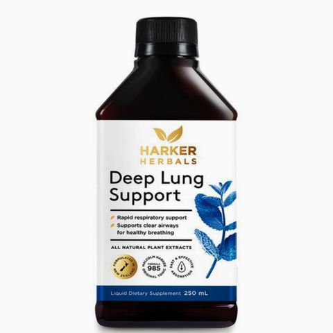 Siro Bổ Phổi Harker Herbals Deep Lung Support 250 mL - Hỗ Trợ Tăng Cường Đường Hô Hấp - Kháng Viêm - Giảm Ho - Giải Pháp Chăm Sóc Chuyên Sâu cho Phổi  - S/P Chuẩn New Zealand