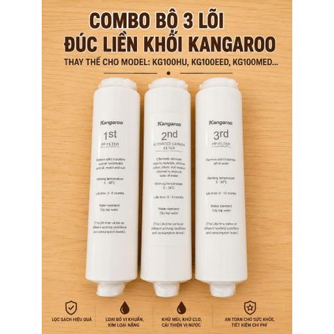 Bộ Lõi lọc nước Kangaroo 123 HU lõi đúc dành cho các máy KG100HU, KG100HU+, KG100MED, KG100EED ….