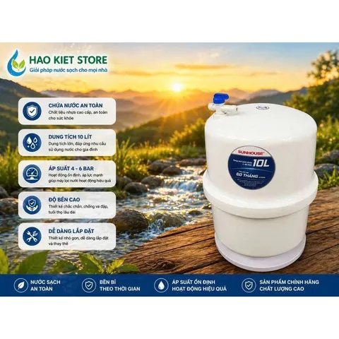 Bình áp nhựa máy lọc nước Sunhouse - Tặng kèm van chống nổ.