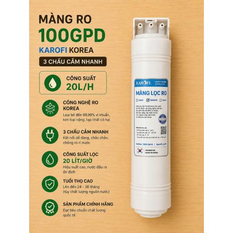 Màng Ro 100gpd Karofi Purifim Mỹ Chính Hãng, 3 Chấu Cắm Nhanh, Công Suất 20l/H