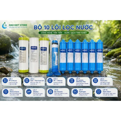 Combo 10 Lõi Lọc nước Sanaky - Hàng chính hãng, sử dụng cho các máy lọc nước RO: