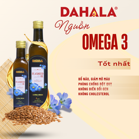 (Set 2 chai 250ml) - Dầu hạt lanh ép lạnh bền nhiệt DAHALA , giàu Omega 3,6,9