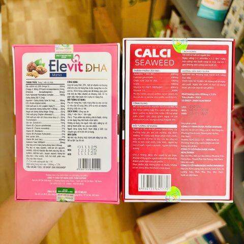 Combo hoàn hảo bổ bầu DHA, Acid Folic, Sắt hữu cơ ELEVIT + Calci hữu cơ SEAWEED