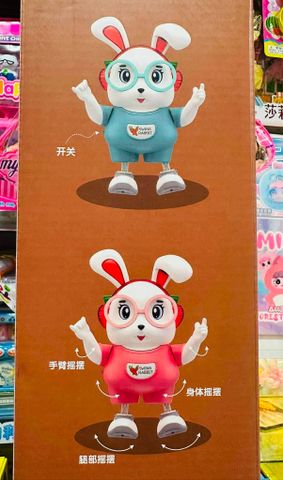 Đồ chơi búp bê thỏ đeo kính chạy bằng pin, có đèn và nhạc 0811-7, giao màu ngẫu nhiên Swing Rabbit Let's dance together
