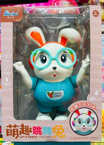 Đồ chơi búp bê thỏ đeo kính chạy bằng pin, có đèn và nhạc 0811-7, giao màu ngẫu nhiên Swing Rabbit Let's dance together