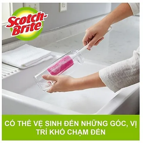 Combo 2 cây cọ rửa bình 3M™ Scotch-brite®, màu hồng, 36cm, cọ rửa chai lọ tiện lợi - Không trầy xước