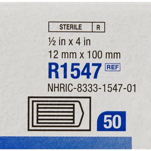 Hộp 50 túi băng y tế thay chỉ khâu da 3M Steri-strip™ R1547, size 12mm x 100mm - 6 miếng/túi