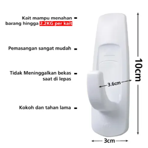 Móc dính tường 3M COMMAND™ 17003ANZ, chịu trọng tải 2,2 kg/móc - 1 móc/vỉ | Sản xuất tại Singapore
