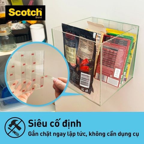 Băng dính hai mặt chịu lực trong suốt 3M Scotch 410-S19, 19mm x 1.5m, chịu trọng tải 3,3kg (1 cuộn)