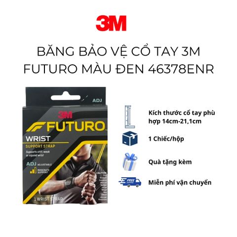 Băng bảo vệ cổ tay thể thao cao cấp 3M Futuro 46378enr, màu đen, thương hiệu Mỹ