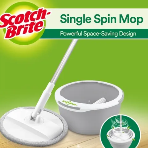 Bộ lau nhà 360 độ thế hệ mới 3M Scotch-Brite T6 PD-18 - Màu xám | Bền, nhẹ, tích hợp giặt và vắt