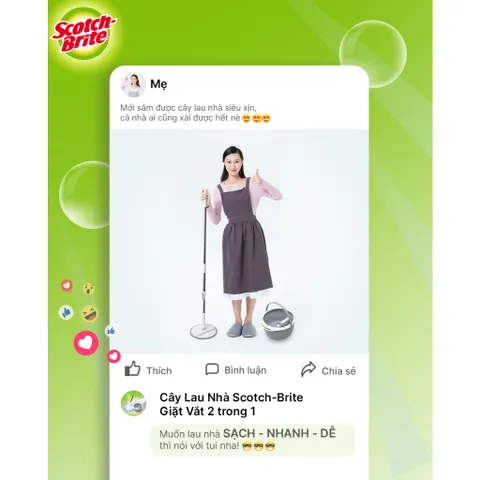 Bộ lau nhà 360 độ thế hệ mới 3M Scotch-Brite T6 PD-18 - Màu xám | Bền, nhẹ, tích hợp giặt và vắt