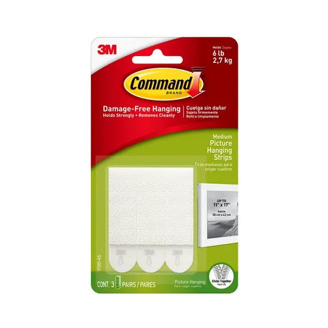 Combo 10 vỉ miếng dán treo tranh 3M Command™ 17201-ES độ bền cao, chịu tải 2.7 kg (6 dải 3 cặp)