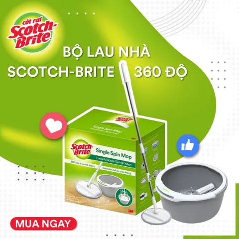 Combo 2 bộ lau nhà 3M Scotch Brite T6 PD-18, màu xám, gọn, nhẹ -  tích hợp giặt vắt | Thương hiệu Mỹ