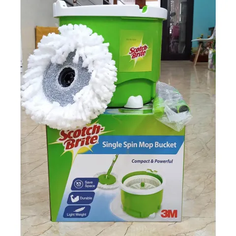 Combo 2 bộ lau nhà 3M Scotch Brite T6 PD-18, màu xám, gọn, nhẹ -  tích hợp giặt vắt | Thương hiệu Mỹ