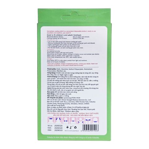 Miếng Dán Hạ Sốt Fobaby Fobe Cho Trẻ Sơ Sinh Từ 0-2 Tháng Tuổi - Hộp 4-8 Miếng