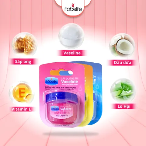 Sáp Dưỡng Môi Vaseline Fobelife Không Màu, Dưỡng Ẩm Giảm Tình Trạng Da Khô Nứt Nẻ N2 - Hũ 7g / 50g