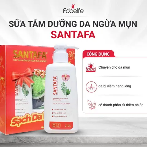 (Tặng Khăn Tắm) Sữa Tắm Mụn Acniver Fobe Giảm Mụn Lưng, Nang Lông N1 chai 210ml