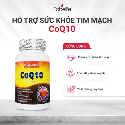 (Mỹ) Viên Uống CoQ10 Fobe Hỗ Trợ Làm Giảm Quá Trình Oxy Hoá, Tăng Cường Sức Khoẻ Tim NN - Hộp 30v