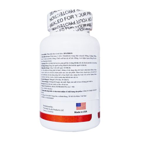 (Mỹ) Viên Uống Spathion Fobe Hỗ Trợ Làm Trắng Da, Dưỡng Ẩm, Làm Đẹp Da NN - Hộp 30v