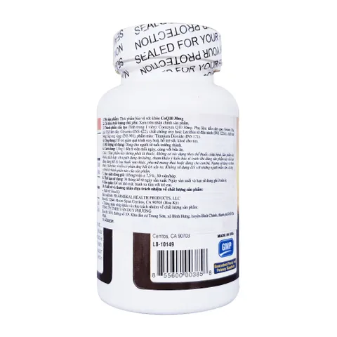 (Mỹ) Viên Uống CoQ10 Fobe Hỗ Trợ Làm Giảm Quá Trình Oxy Hoá, Tăng Cường Sức Khoẻ Tim NN - Hộp 30v
