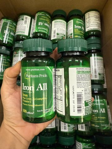 VIÊN UỐNG SẮT GIÚP BỔ MÁU, PHÒNG NGỪA THIẾU MÁU, ĐAU ĐẦU CHÓNG MẶT IRON ALL PURITAN’S PRIDE 100 VIÊN 507169