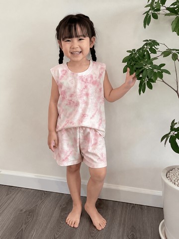 Hàng QC - Bộ thun cotton loang hồng cho bé gái mùa hè mát mẻ thoáng khí