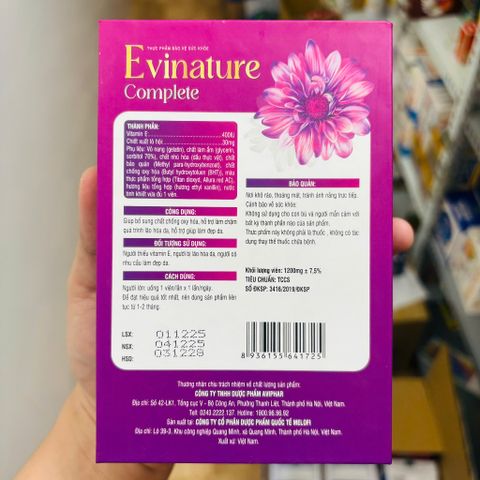 Vitamin E 400IU kết hợp lô hội - EVINATURE cho làn da sáng mịn căng bóng