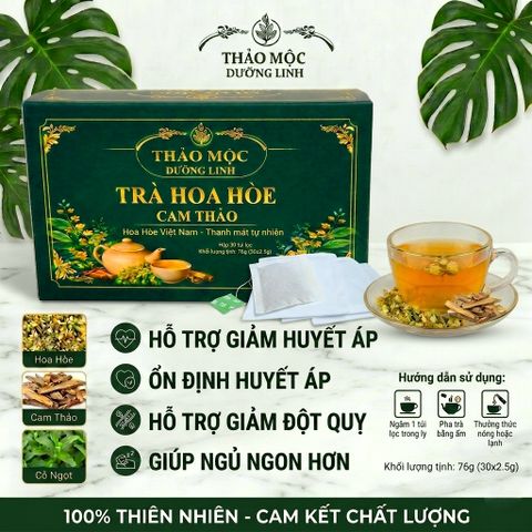 Trà Hoa Hòe Cam Thảo Túi Lọc Cao Cấp Hỗ Trợ Thanh Nhiệt, Ngủ Ngon [Hộp 30 Gói]